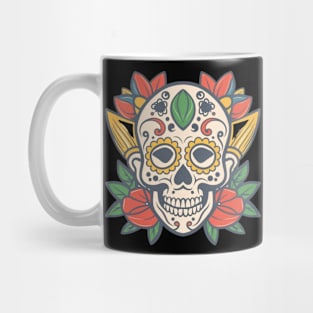 Traditional Floral Skull tattoo Mug